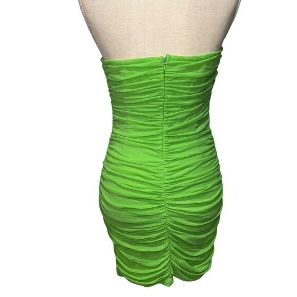 Fashion Nova Solid Vibrant Green Strapless Cutout Bodycon Scrunch Mini Dress L - Picture 6 of 13